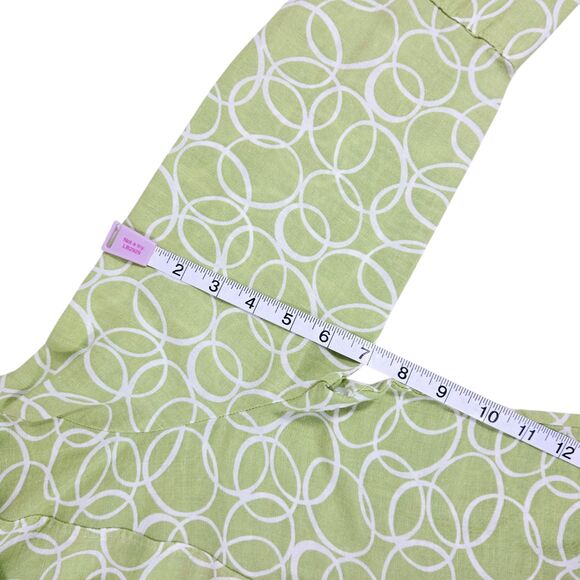 Harve Benard Small Light Green & White Linen Button Up 3/4 Length Sleeve Blouse - Picture 7 of 9